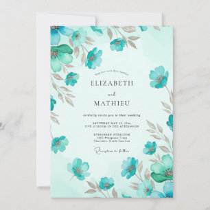 Invitación Boda en prado ventoso de color azul verdoso