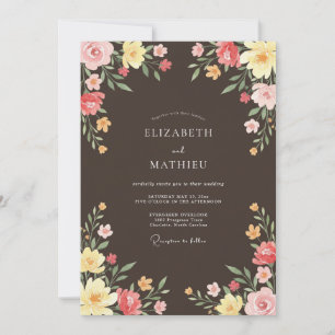 Invitación Boda en prado vívido de marrón chocolate