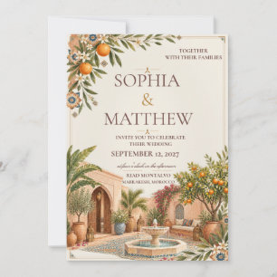 Invitación Boda en Riad Marroquí Zellige Marfil y Terracota