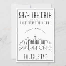 Invitación Boda en San Antonio Silueta Estilizada Fecha de la