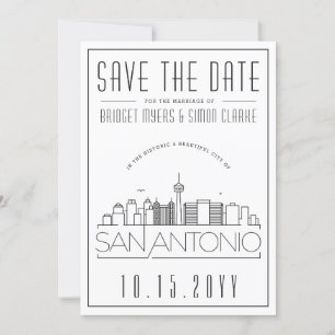 Invitación Boda en San Antonio Silueta Estilizada Fecha de la