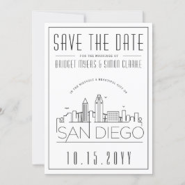 Invitación Boda en San Diego | Silueta urbana estilizada para
