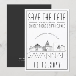 Invitación Boda en Savannah   Silueta urbana estilizada para 