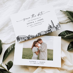 Invitación Boda en Skyline de Washington DC Guardar la tarjet