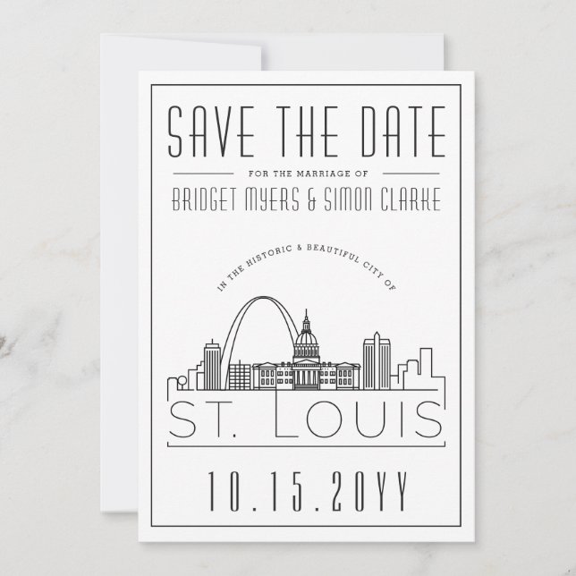 Invitación Boda en St. Louis Silueta Estilizada del Cielo Avi (Anverso)