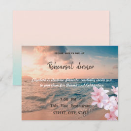 Invitación Boda en Sunset Beach, Cena de Ensayo Plumeria