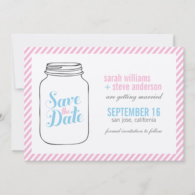Invitación Boda en tarro de Mason antiguo - Guardar la fecha (Anverso)