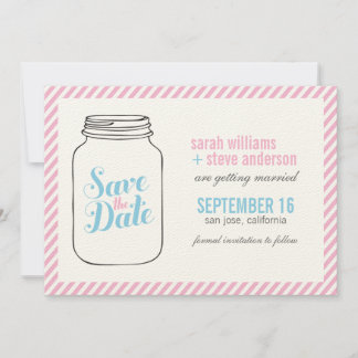 Invitación Boda en tarro de Mason antiguo - Guardar la fecha