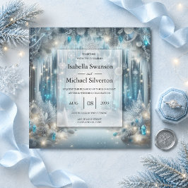 Invitación Boda en un bosque nevado y brillante