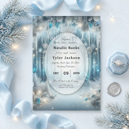 Invitación Boda en un bosque nevado y brillante