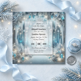 Invitación Boda en un bosque nevado y brillante