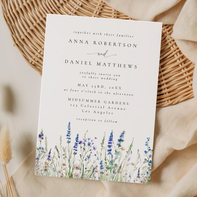 Invitación Boda en un prado de flores silvestres caprichosas (Subido por el creador)