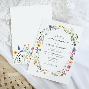 Invitación Boda en un prado de flores silvestres elegante