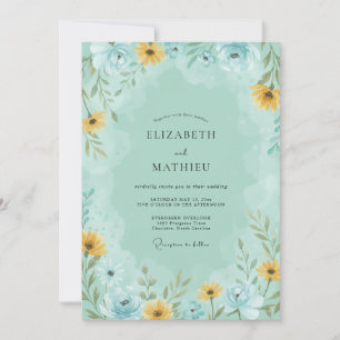 Invitación Boda en un prado sereno de verde menta