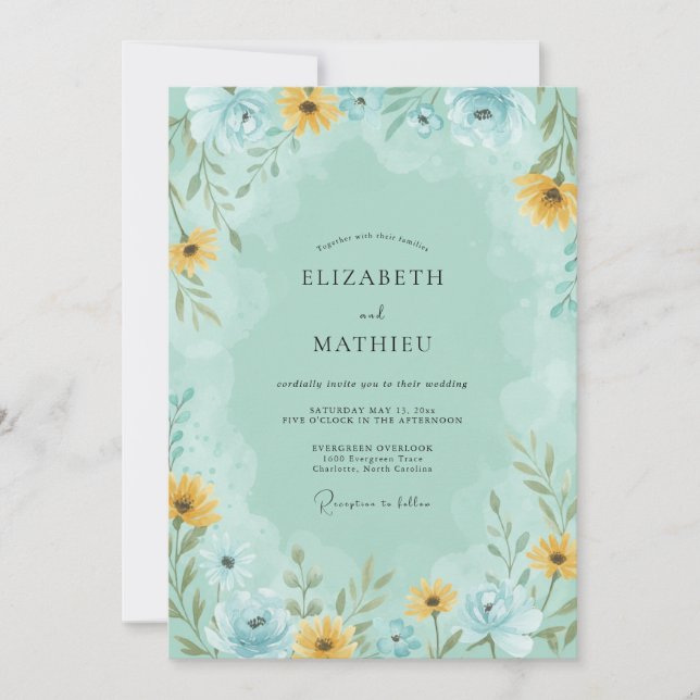 Invitación Boda en un prado sereno de verde menta (Anverso)