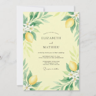 Invitación Boda en un refrescante huerto de cítricos amarillo