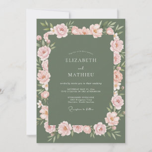 Invitación Boda en un sereno prado verde musgo
