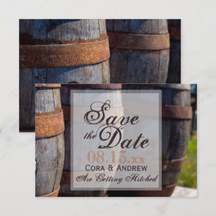 Invitación Boda en viñedo campestre y barril de vino rústico