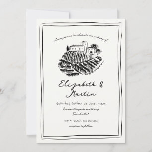 Invitación Boda en viñedo italiano dibujado a mano