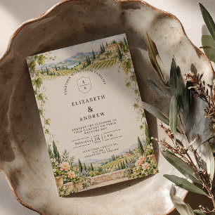 Invitación Boda en viñedo toscano con flores de primavera