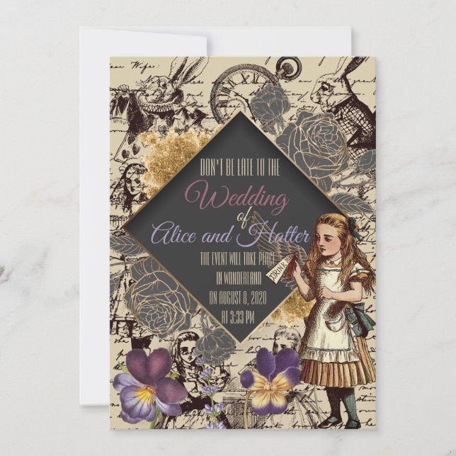Invitación Boda en Wonderland (Anverso)