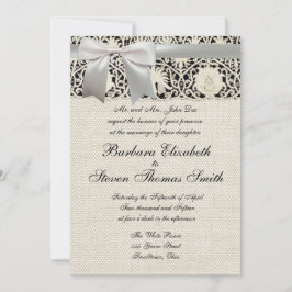 Invitación Boda Encaje Antiguo Lino Blanco Clásico Bonito