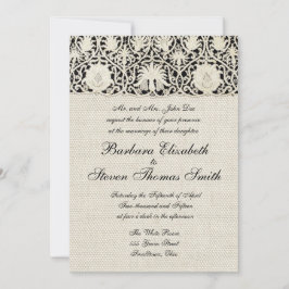Invitación Boda Encaje Antiguo Lino Blanco Clásico Bonito