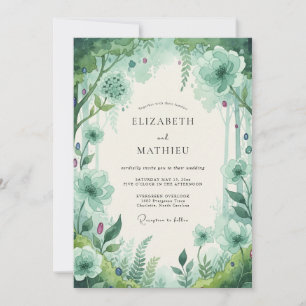 Invitación Boda Encantada Bosque Esmeralda Verde