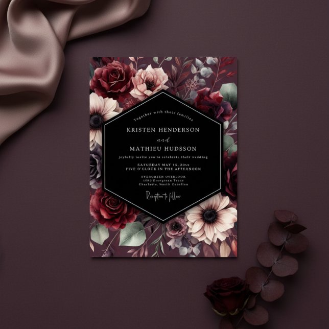 Invitación Boda Encantada Botánica de Borgoña (Subido por el creador)
