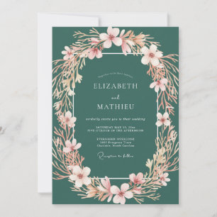 Invitación Boda encantada de bosque malhumorado verde esmeral