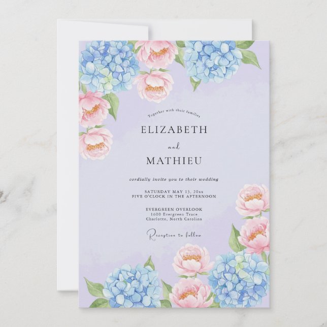 Invitación Boda encantada de lavanda en primavera (Anverso)