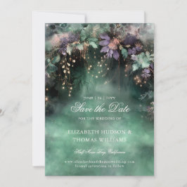 Invitación Boda encantada de Lavanda Forestal Guardar la fech