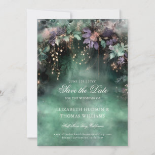 Invitación Boda encantada de Lavanda Forestal Guardar la fech