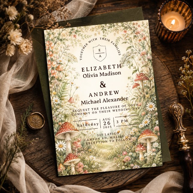 Invitación Boda encantada en el bosque de hongos (Subido por el creador)