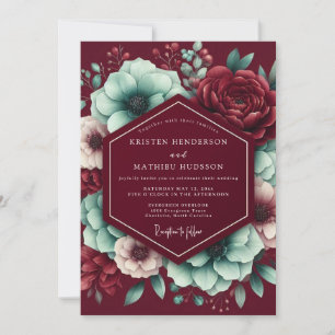 Invitación Boda Encantada Floral de Borgoña