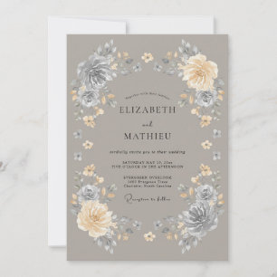 Invitación Boda Encantada Floral Gris