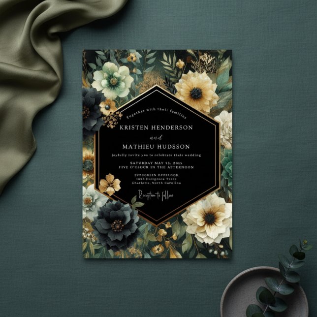 Invitación Boda Encantada Floral Teal (Subido por el creador)