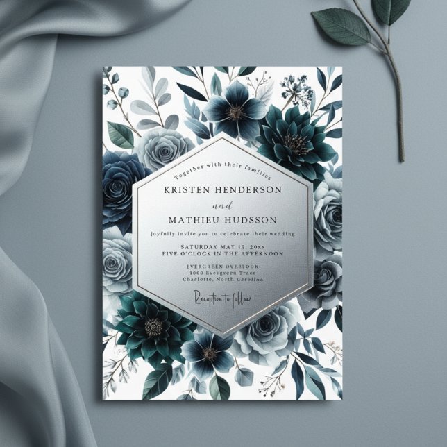 Invitación Boda Encantada Floral Turquesa (Subido por el creador)