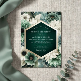 Invitación Boda Encantada Floral Turquesa y Melancólica