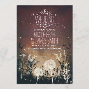 Invitación Boda Encantada Rústica con Estrellas del Cielo Noc