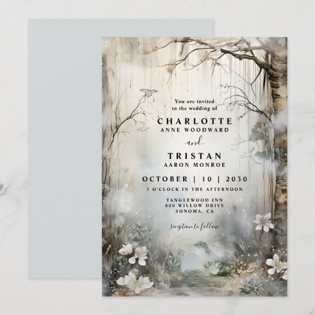 Invitación Boda encantado de Fantasy Forest Mist (Anverso / Reverso)