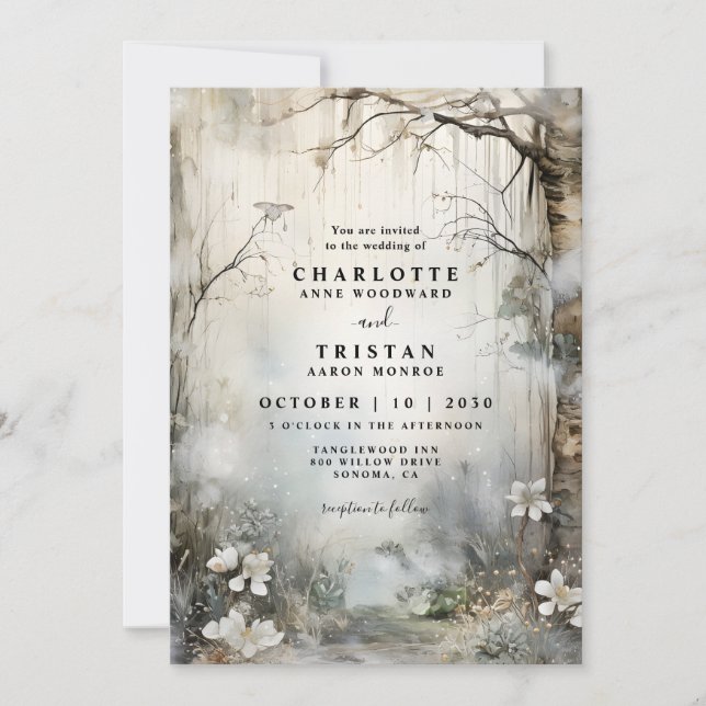 Invitación Boda encantado de Fantasy Forest Mist (Anverso)