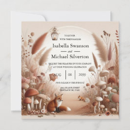 Invitación Boda encantado de los zorros forestales otoñales
