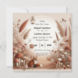 Invitación Boda encantado de los zorros forestales otoñales