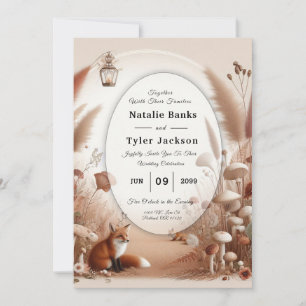 Invitación Boda encantado de los zorros forestales otoñales