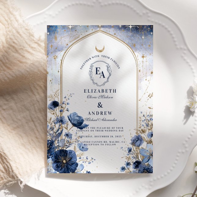Invitación Boda encantado del Arco Botánico de Medianoche (Subido por el creador)