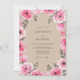 Invitación Boda Encantadora de Campo Magenta