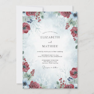 Invitación Boda Encantadora de Invierno Carmesí