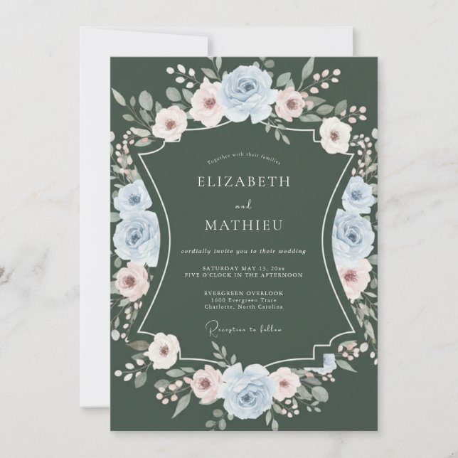Invitación Boda encantadora de invierno en verde bosque (Anverso)