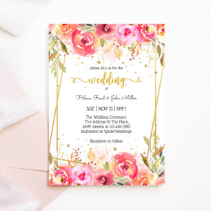 Invitación Boda encantadora de la flor acuática rosa